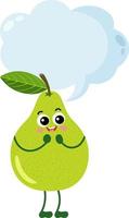 Funny pear with empty speech bubble vector