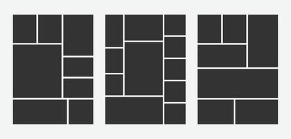 Collection Of Black Three Photo Collage Template Vector