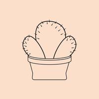 dibujo a mano de cactus diseño vectorial minimalista vector