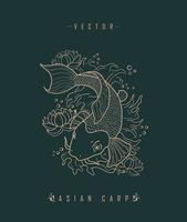 Asian carp culture art style vector