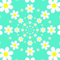 Vector illustration of beautiful flowers seamless pattern green background