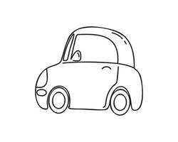 Cartoon car in doodle style, hand drawn, line drawing. vector