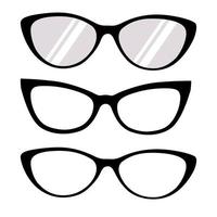 conjunto de silueta de gafas, anteojos y gafas de sol en vector plano.