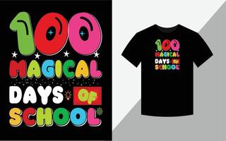 100 días mágicos de escuela, diseño de camiseta. vector