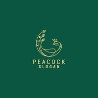 Peacock line art logo vector icon design template