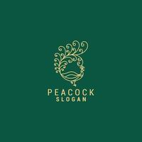 Peacock line art logo vector icon design template