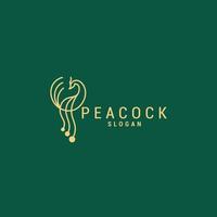 Peacock line art logo vector icon design template