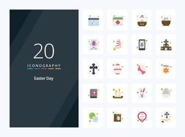 20 Easter Flat Color icon for presentation vector