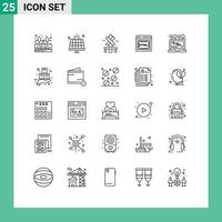 Pictogram Set of 25 Simple Lines of login install cross seo coding Editable Vector Design Elements