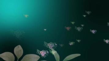 herunterfallende Blume mit Partikeln abstrakter Bokeh-Hintergrund video