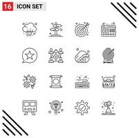 Set of 16 Modern UI Icons Symbols Signs for favorite website arrow web player Editable Vector Design Elements