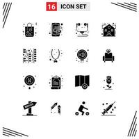 Pictogram Set of 16 Simple Solid Glyphs of party celebration hardware dealer estate Editable Vector Design Elements