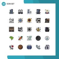 Group of 25 Filled line Flat Colors Signs and Symbols for games console things sound microphone Editable Vector Design Elements