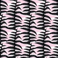 black and white contour fern on a pink background seamless pattern vector