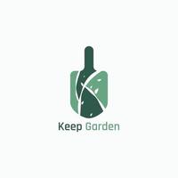 Spade logo with negative space of tree branches forming the letter K. vector