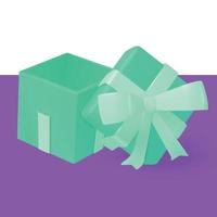 Mint green gift box with top next to the box vector