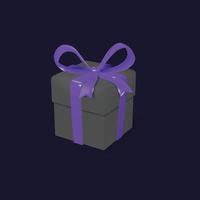 Dark gift box with bright bow 3D realistic vector