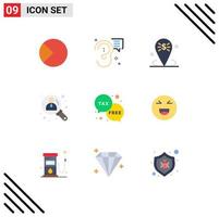 Flat Color Pack of 9 Universal Symbols of user business marketing placeholder location Editable Vector Design Elements