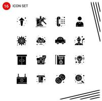 User Interface Pack of 16 Basic Solid Glyphs of gear user law interface dial pad Editable Vector Design Elements