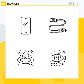 4 Line concept for Websites Mobile and Apps phone wire android communication droop Editable Vector Design Elements