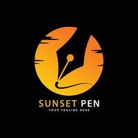 Sunset Pen logo vector, modern school logo vector