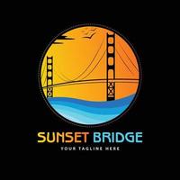 vector del logotipo del puente de la puesta del sol, vector del puente golden gate