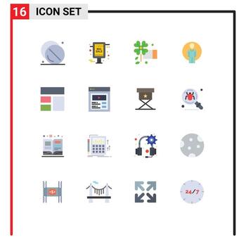 16 Universal Flat Color Signs Symbols of frame image sale notice login user Editable Pack of Creative Vector Design Elements