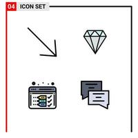 Set of 4 Modern UI Icons Symbols Signs for arrow optimize diamond gam chat Editable Vector Design Elements