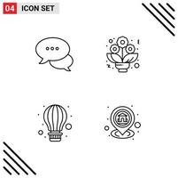 4 Universal Filledline Flat Colors Set for Web and Mobile Applications bubble parachute chatting roses gps Editable Vector Design Elements