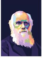 ilustración de retrato vectorial de charles darwin. wpap o estilo pop art. vector