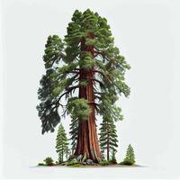 árbol más alto verde realista en el mundo sequoia sobre un fondo blanco - vector