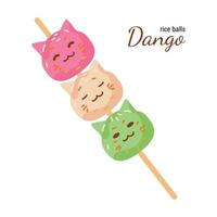 Dango rice balls in the shape of a cat vector