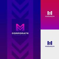 Logo Symbol M Letter Mark Strong Stright Style Blue Pink Color vector