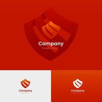 Logo Symbol Shield Protection Letter Mark Style S  Orange Red Color vector