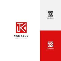 JK letter logo abstract combination with reverse square symbol vector