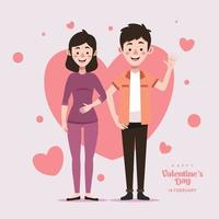 diseño de tarjeta de san valentín con ilustración pareja joven enamorándose vector