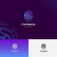 Logo Symbol Launch Global Stratup Technology With High Tech Blue Purple Color vector