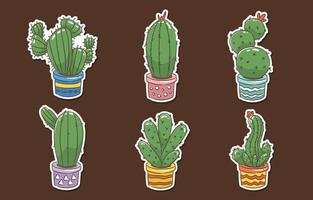 Hand Drawn Cute Cactus Sticker vector