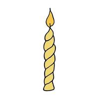 Burning birthday candle. Single doodle illustration. Hand drawn clipart for card, logo, design vector