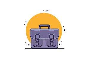 maletín de oficina púrpura o ilustración de vector de bolsa. educación, aprendizaje, negocios, concepto de icono de objeto de finanzas. diseño de vector de contorno de maletín de oficina con sombra sobre fondo blanco.