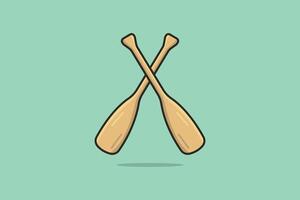 Two Wooden Oars or Paddles in cross sign vector illustration. Water transportation boat object icon concept. Rowing oars, Boat oar, Water sport. Boat oars vector design with shadow.