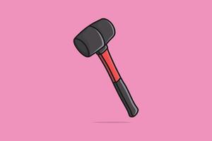 Sledge hammer vector illustration. Gardening and Construction working tools object icon concept. Construction Sledge hammer equipment for break wall vector design on pink background.