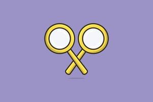 Magnifying Glass vector illustration. Science and technology searching items object icon concept. Two magnifying glass in cross sign vector design with shadow on purple background.