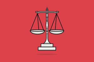Bowls Of Scales In Balance vector illustration. Business and finance objects icon concept. Dual Balance Themis Scales of justice on decorative stand.