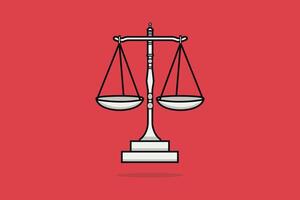 Bowls Of Scales In Balance vector illustration. Business and finance objects icon concept. Dual Balance Themis Scales of justice on decorative stand.