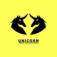 two unicorn heads logo icon. vector