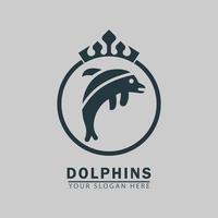 dolphin in ring crown icon logo vector