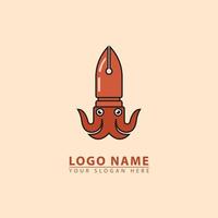 icono de logotipo de pluma de pulpo vectorial vector