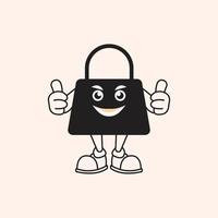 shopping bag character vector logo icon.