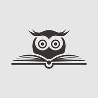 owl face and open book vector